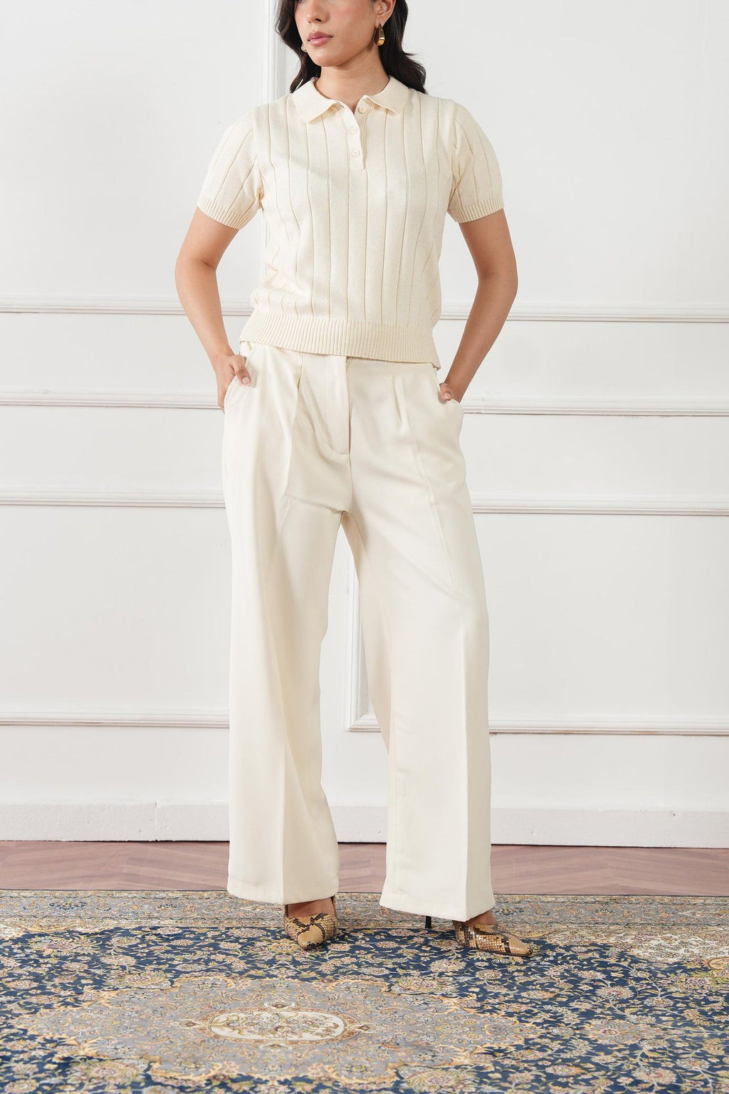 Drop Needle Knit Polo Shirt (WKP-03)