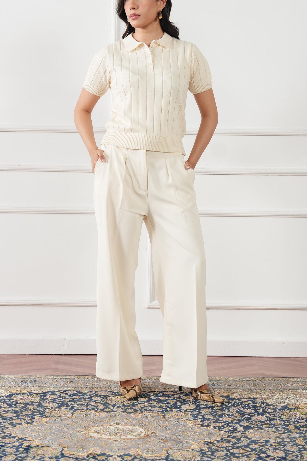 Drop Needle Knit Polo Shirt (WKP-03)