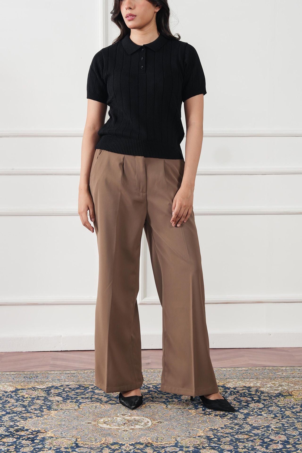 Drop Needle Knit Polo Shirt (WKP-04)