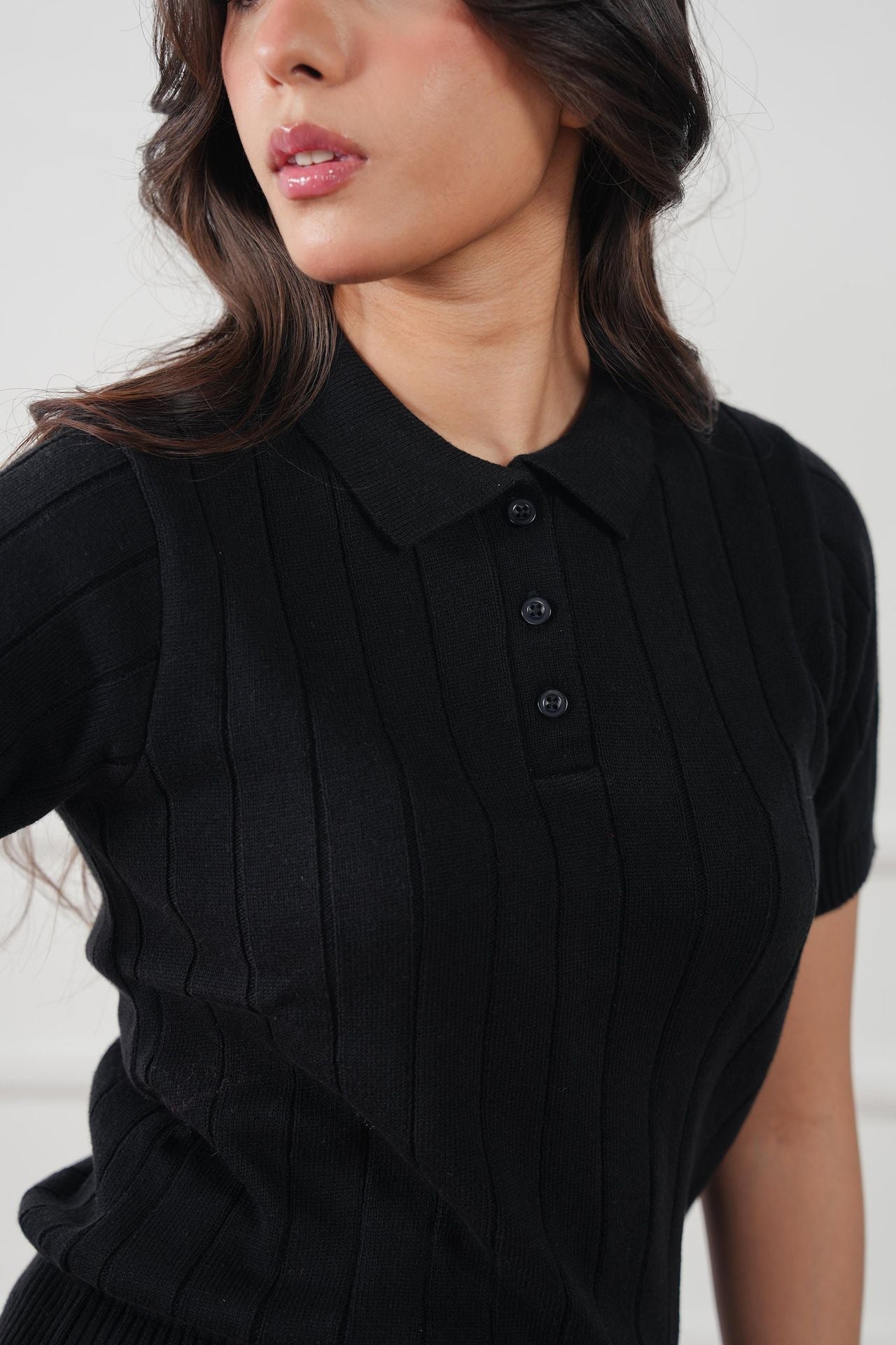 Drop Needle Knit Polo Shirt (WKP-04)