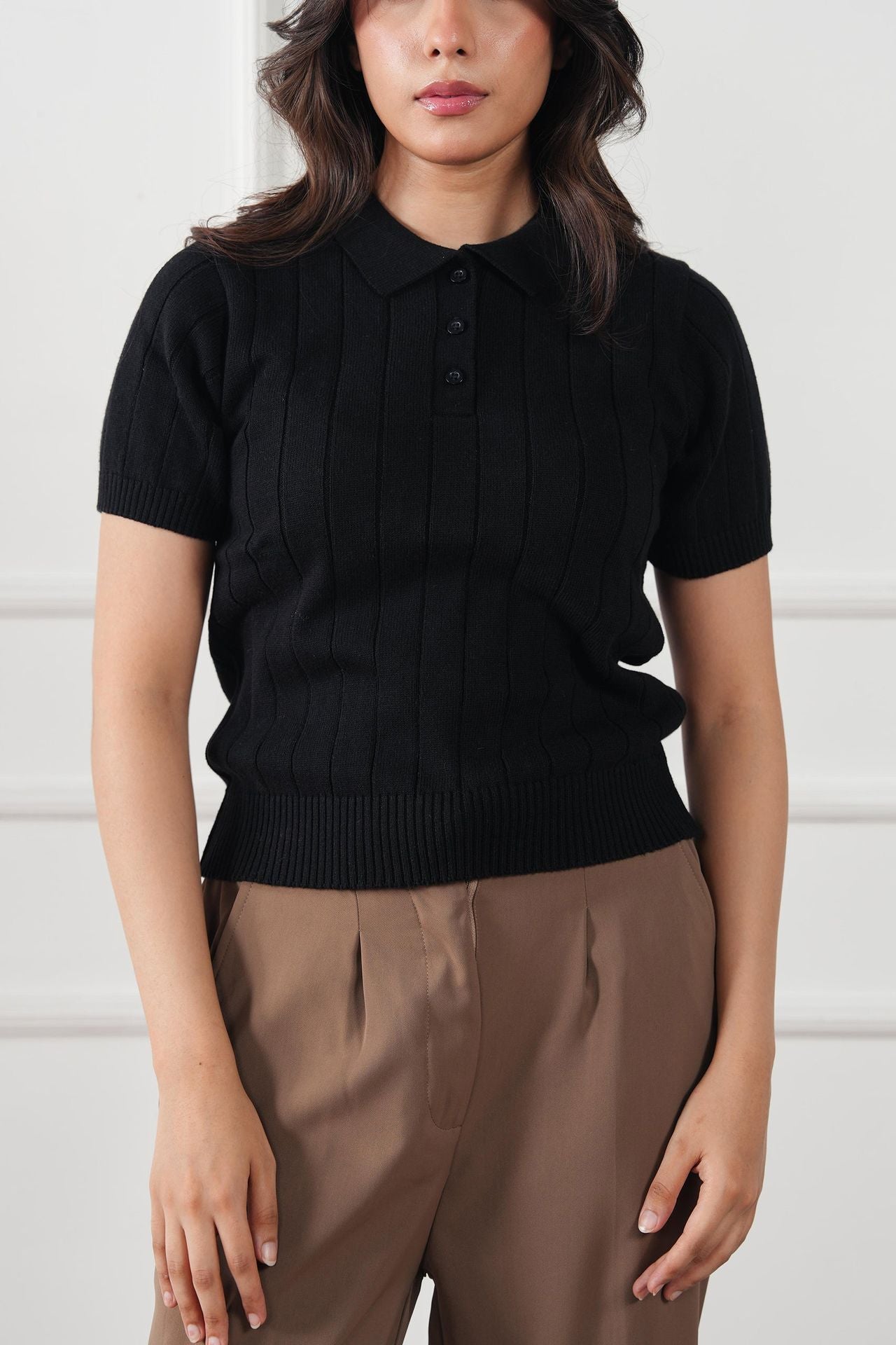 Drop Needle Knit Polo Shirt (WKP-04)