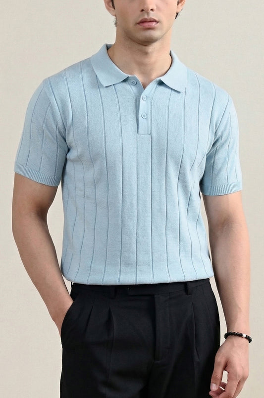Drop Needle Knit Polo Shirt  (MKP-11)