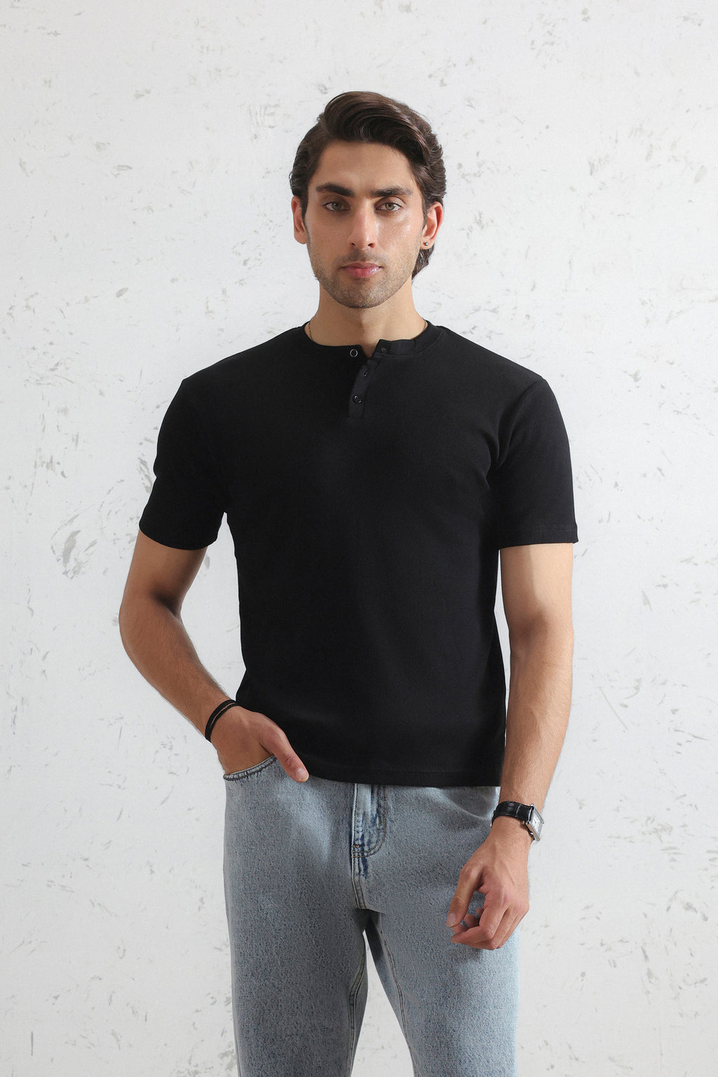 Ribbed Henley Shirt