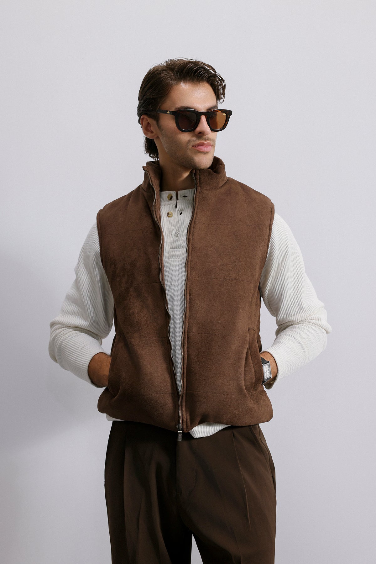 Quilted Suede Gilet