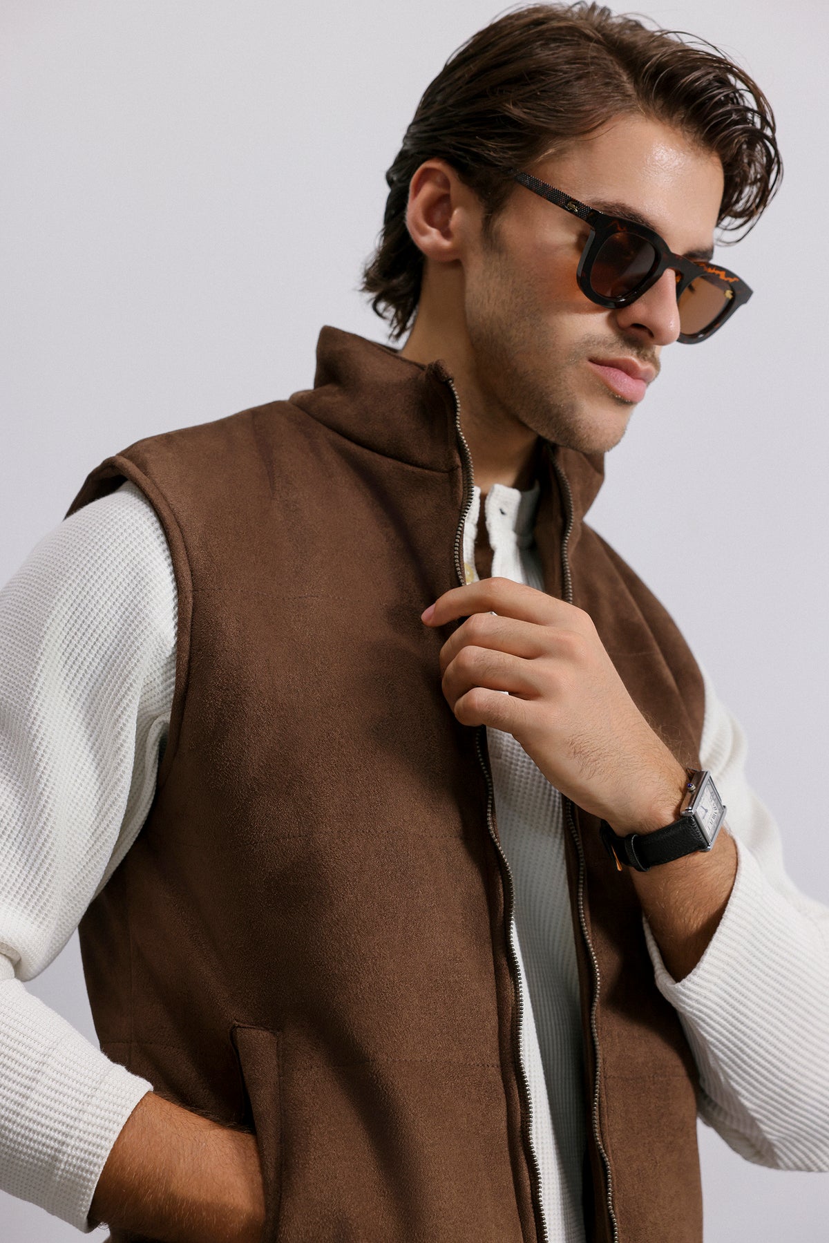 Quilted Suede Gilet