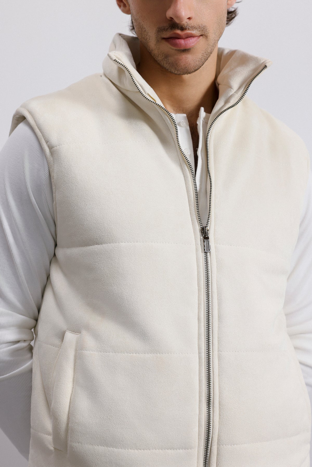Quilted Suede Gilet