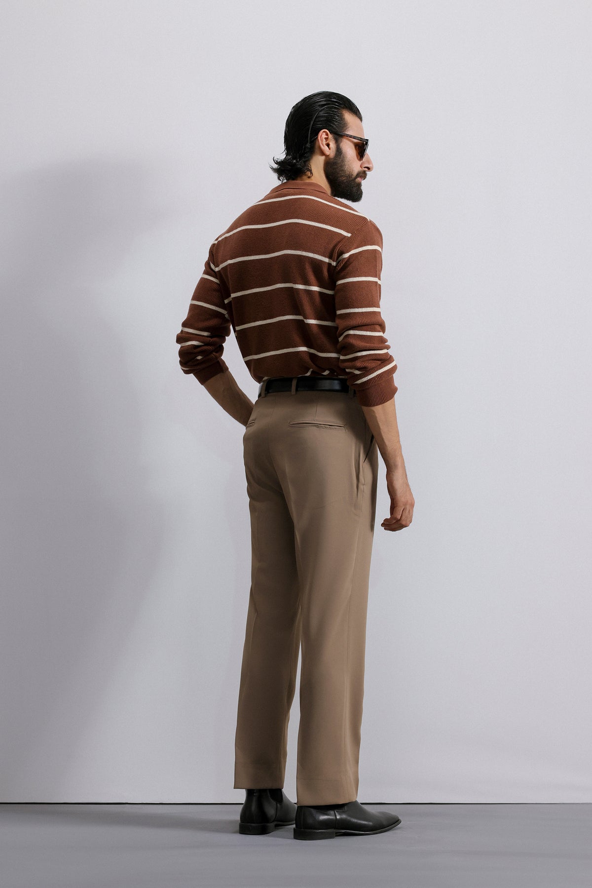 Striped Knit Polo Sweater