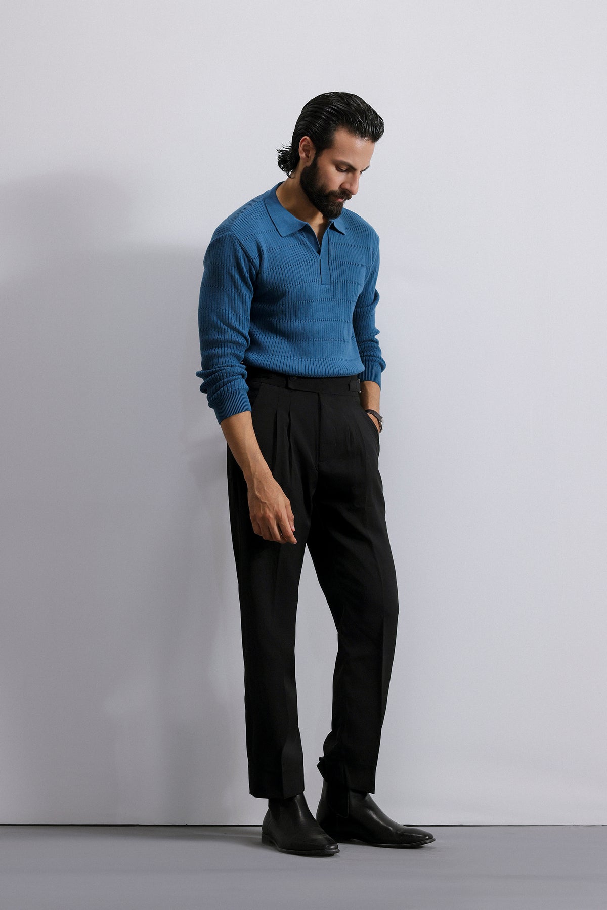 Cable Knit Polo Sweater