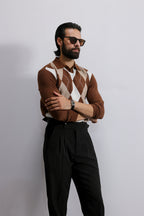 Argyle Knit Polo Sweater