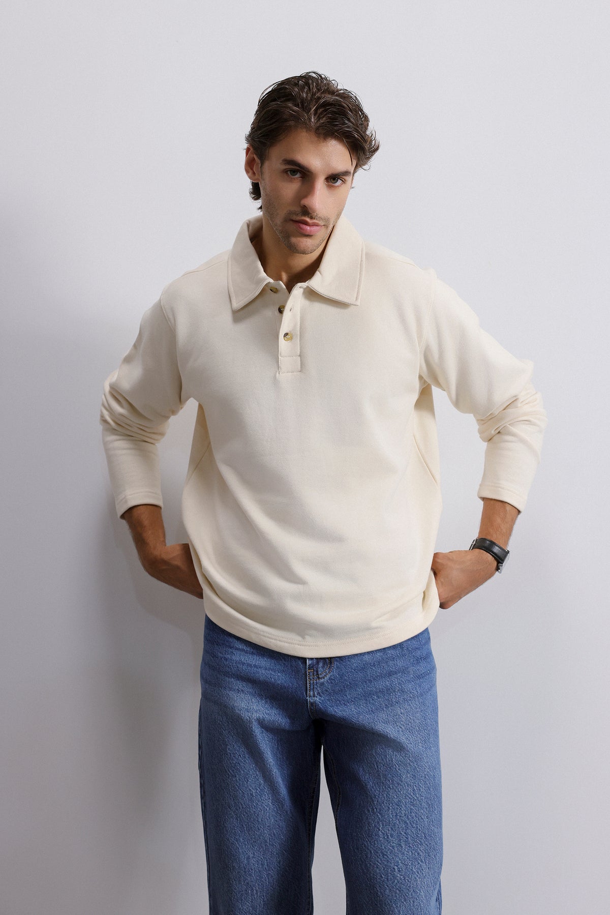 Luxe Terry Polo Sweater