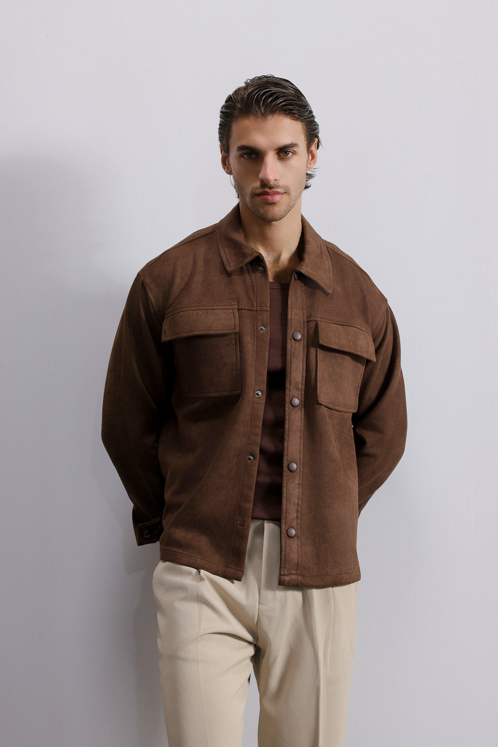 Double Pocket Suede Shacket