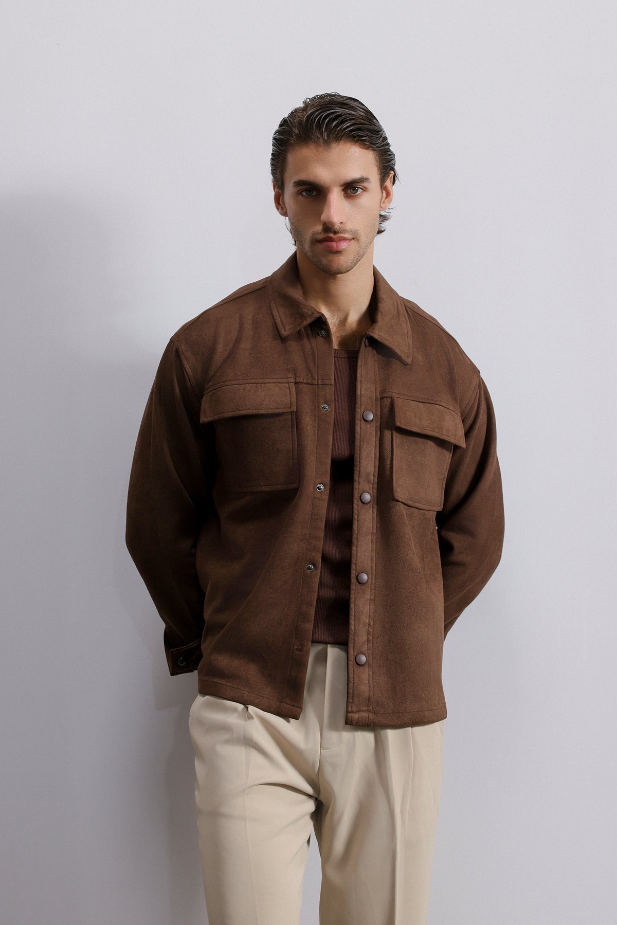 Double Pocket Suede Shacket