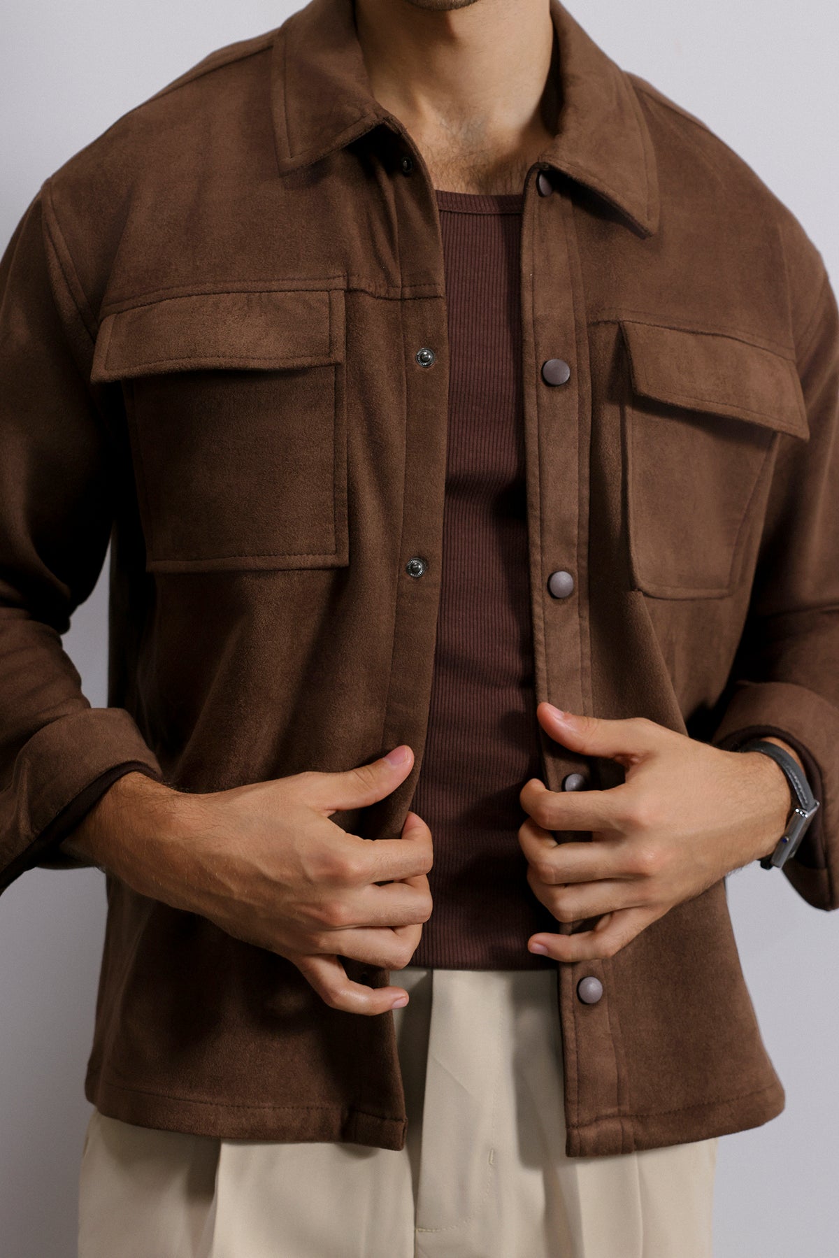 Double Pocket Suede Shacket