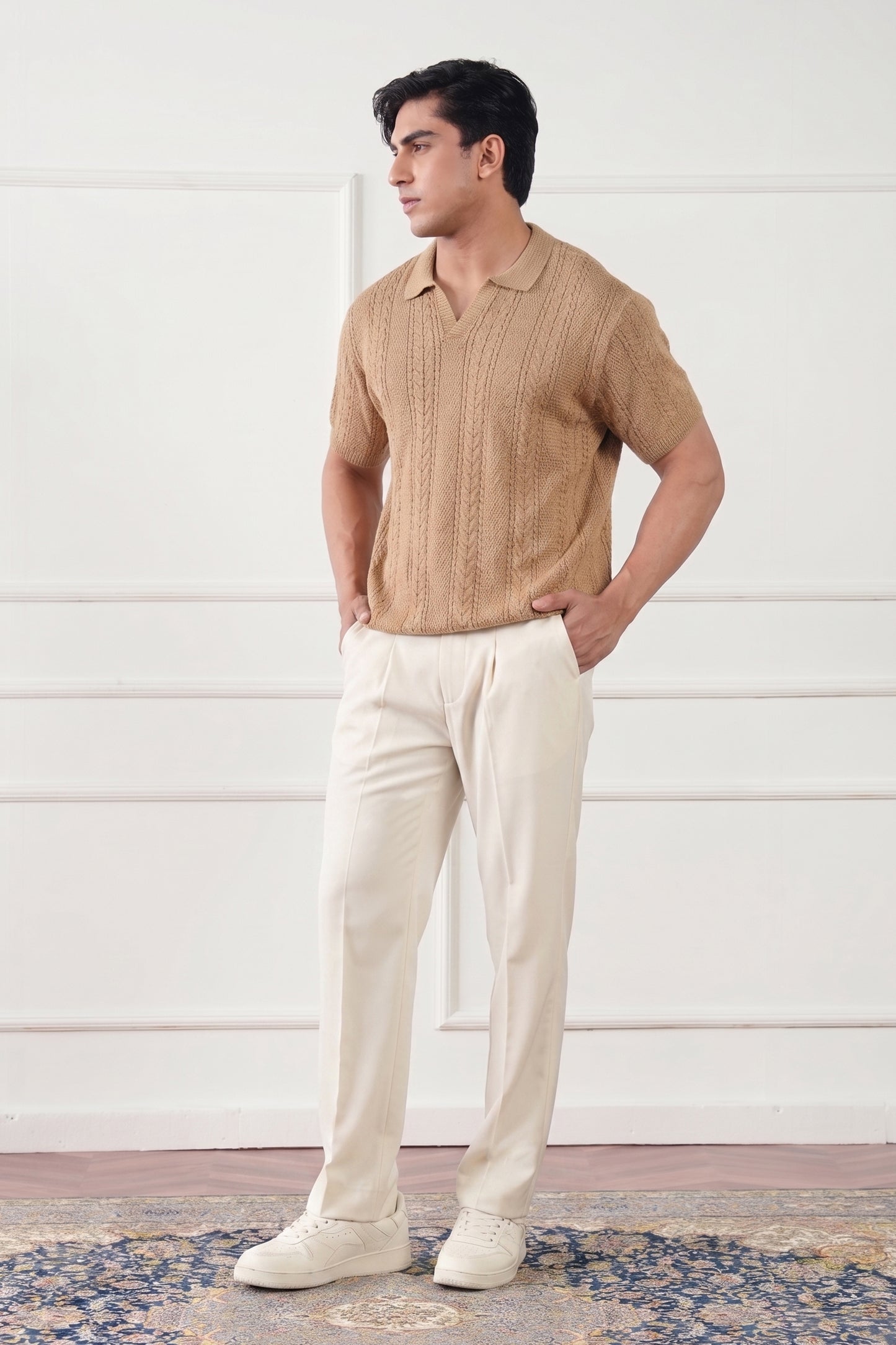 Striped Knit Polo Shirt (MKP-03)