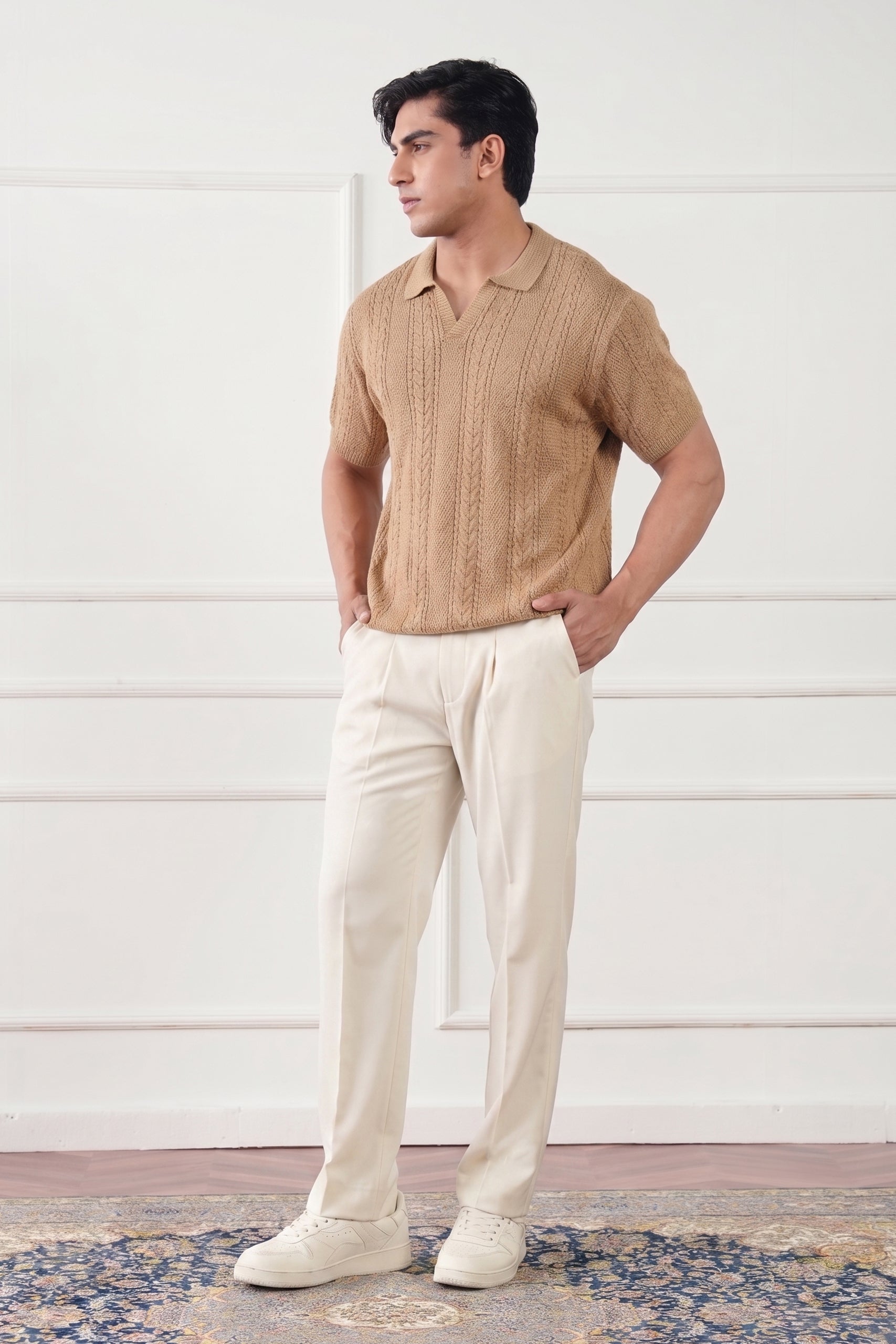 Striped Knit Polo Shirt (MKP-03)
