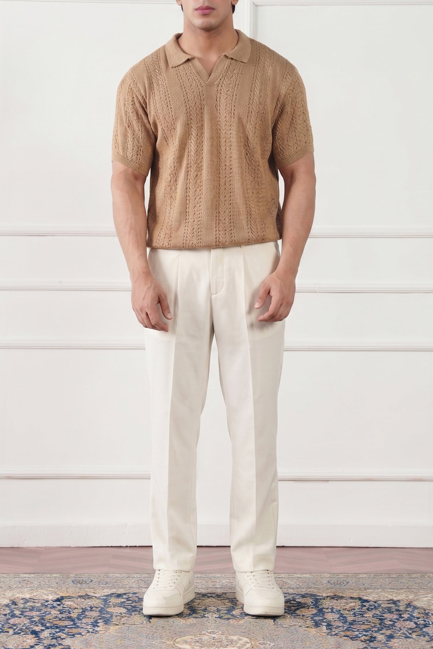Striped Knit Polo Shirt (MKP-03)