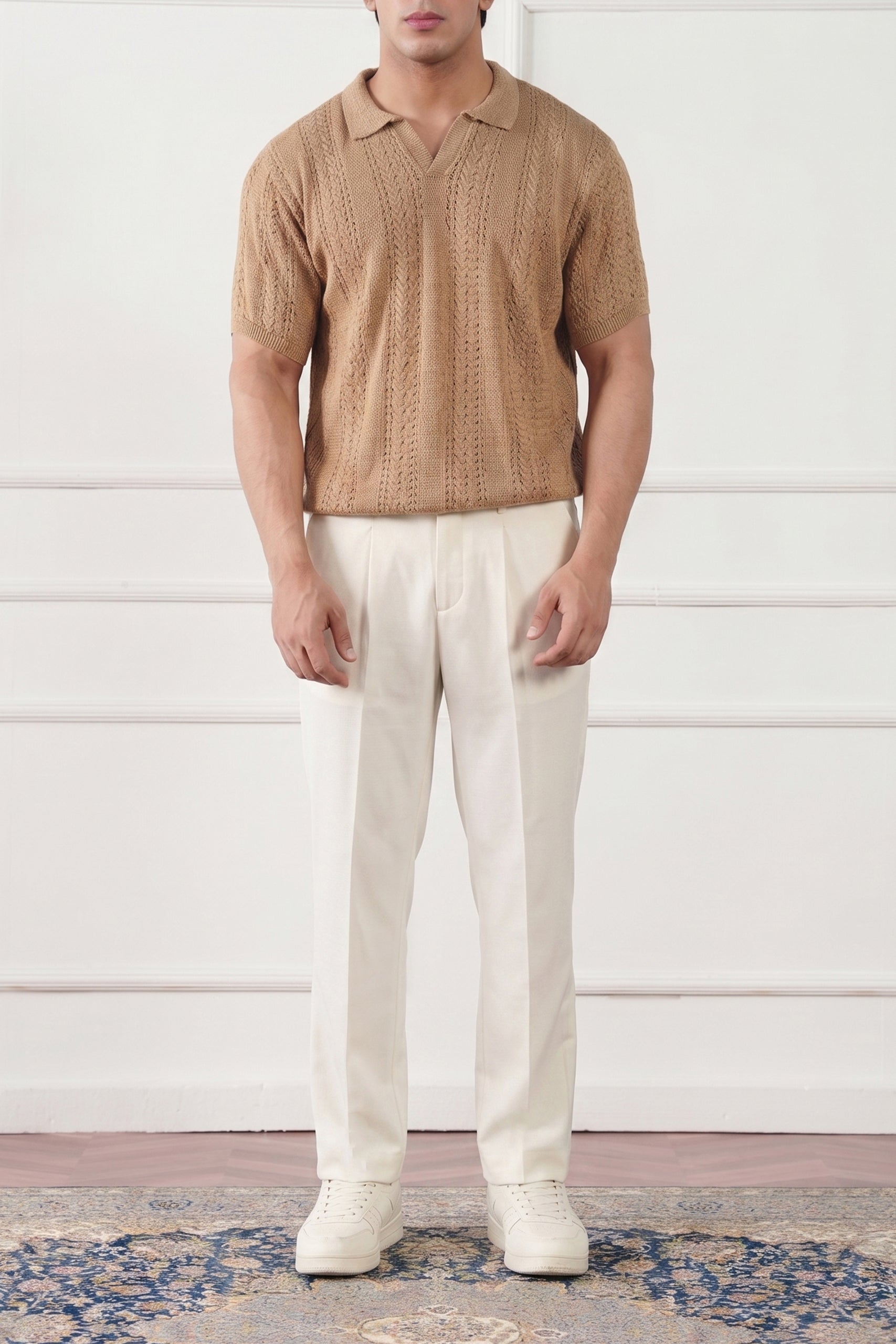 Striped Knit Polo Shirt (MKP-03)