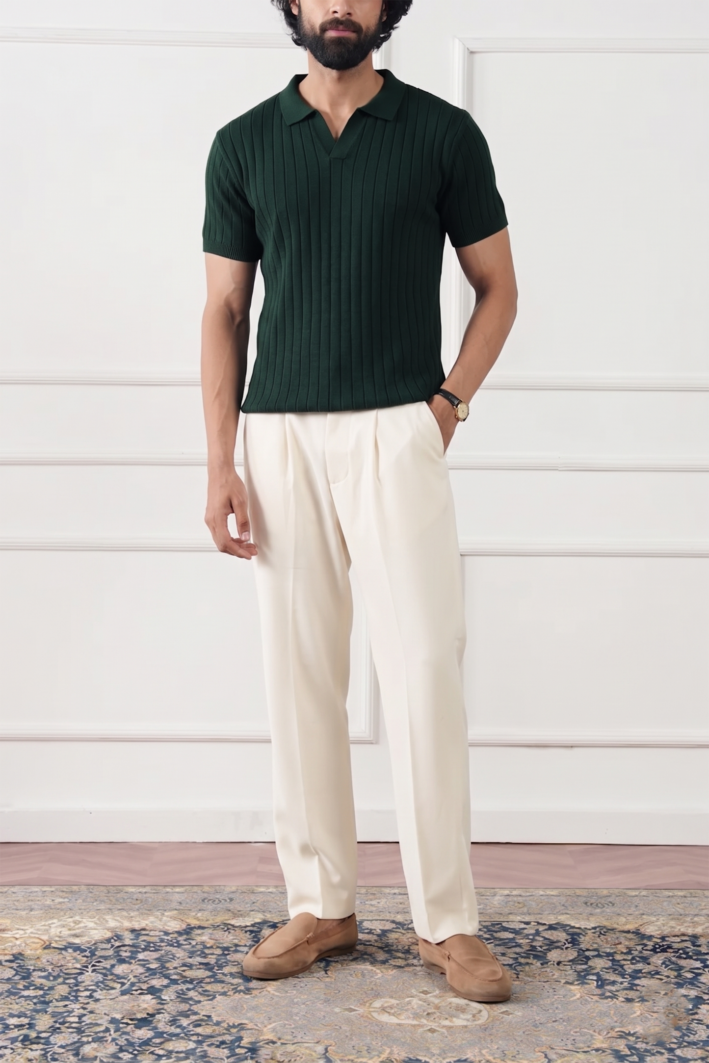 Drop Needle Knit Polo Shirt (MKP-12)