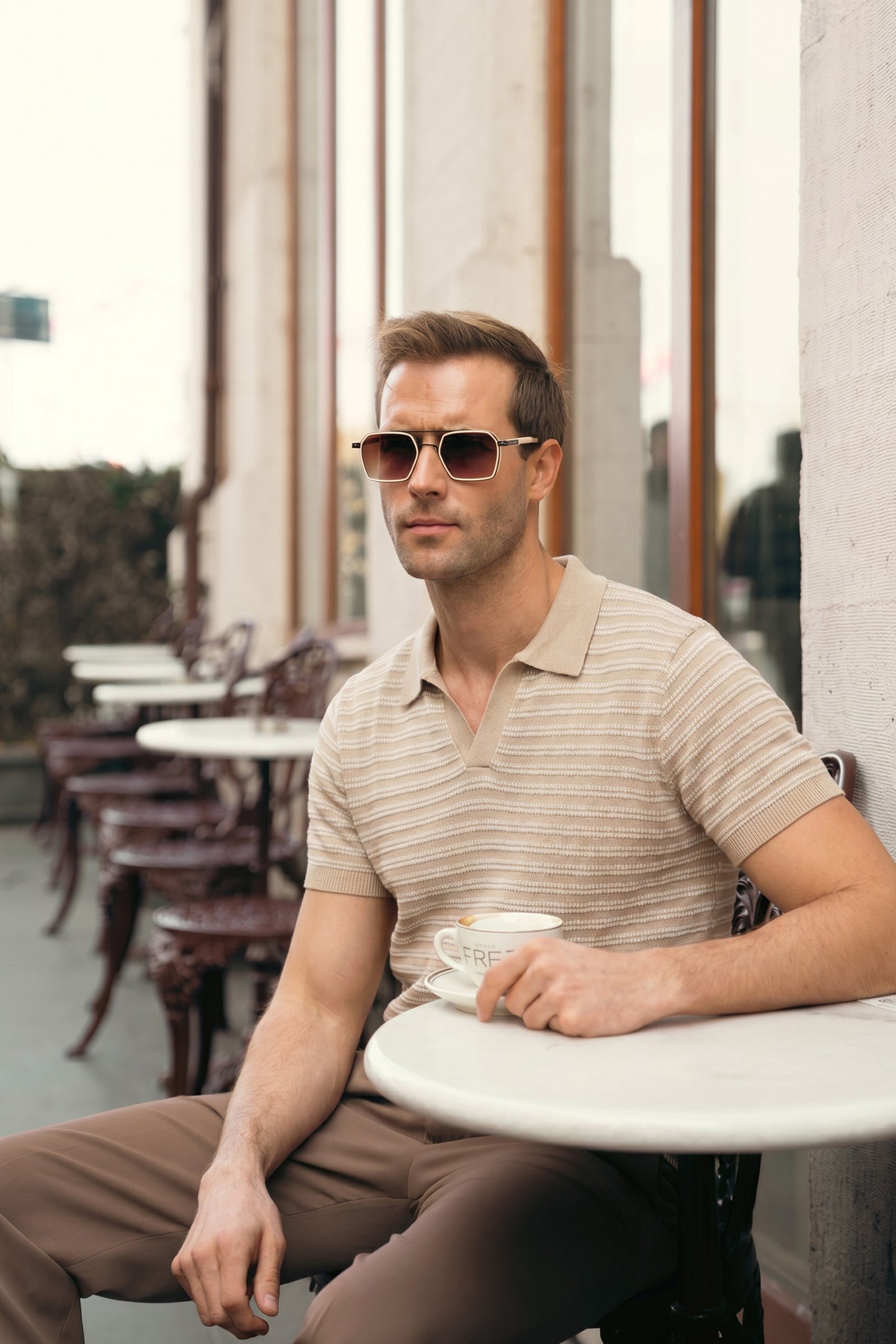 Striped Knit Polo Shirt (MKP-14)