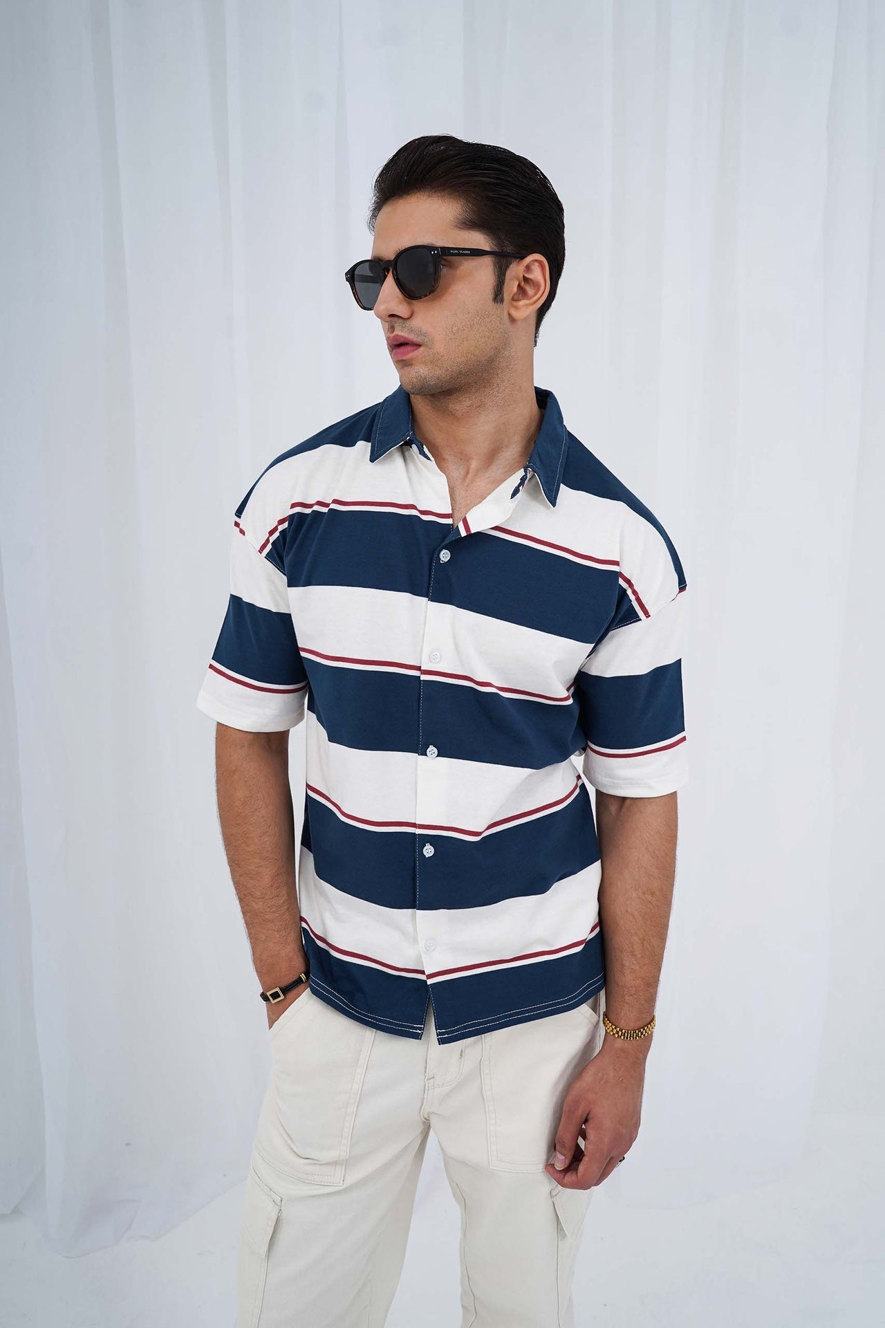 RB Striped Oversized Button Down Shirt