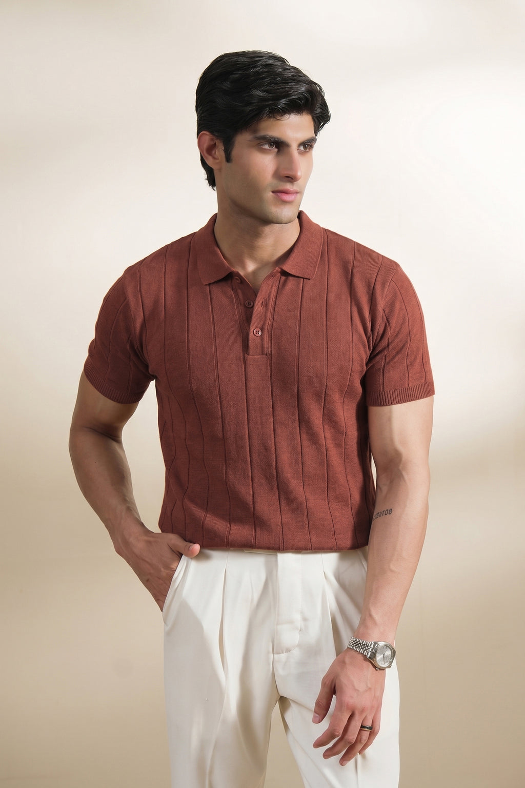 Drop Needle  Knit Polo Shirt (MKP-24)