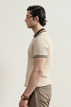 Retro Cable Knit Polo Shirt (MKP-05)