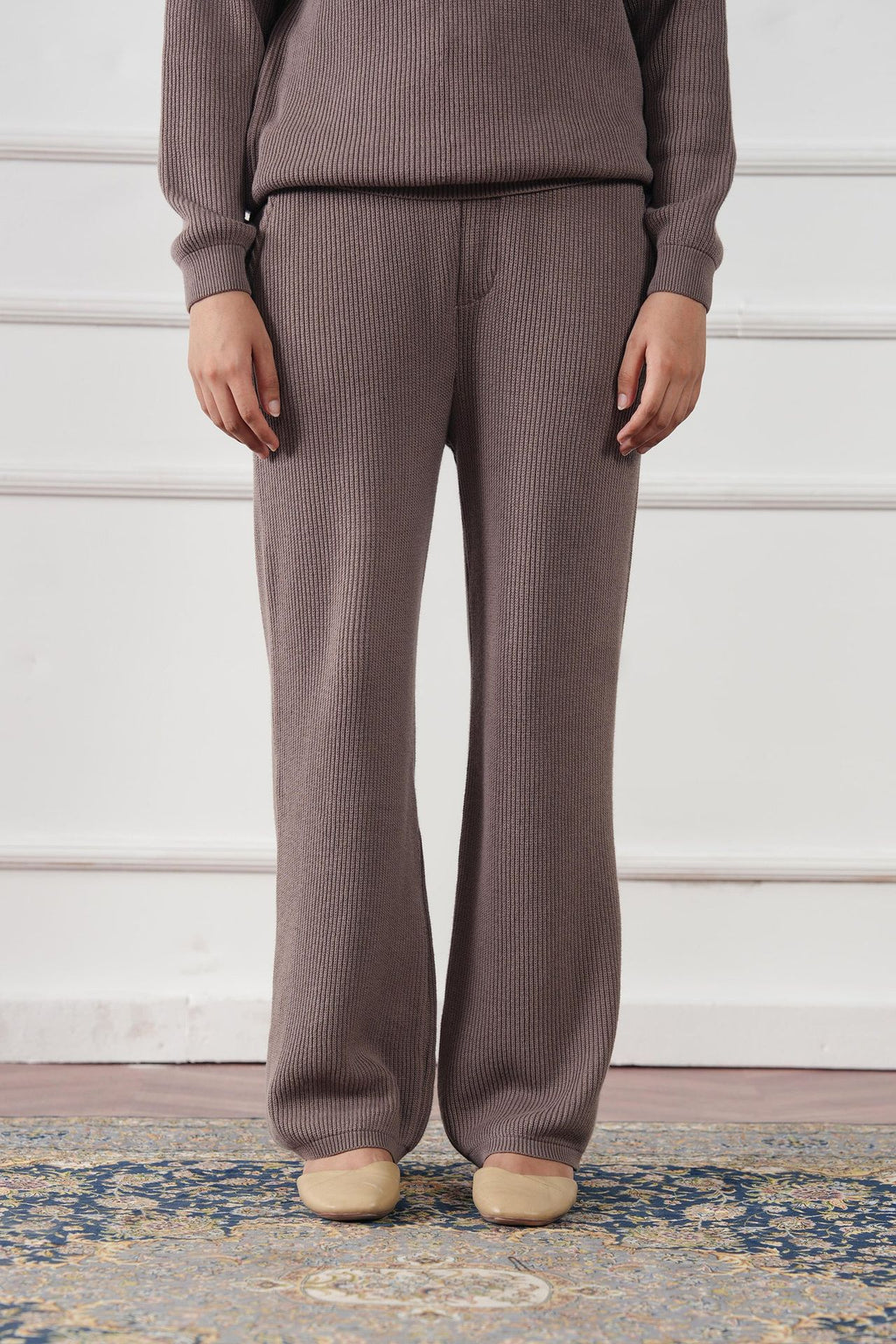 Ribbed Knit Straight Trouser (WKT-01)