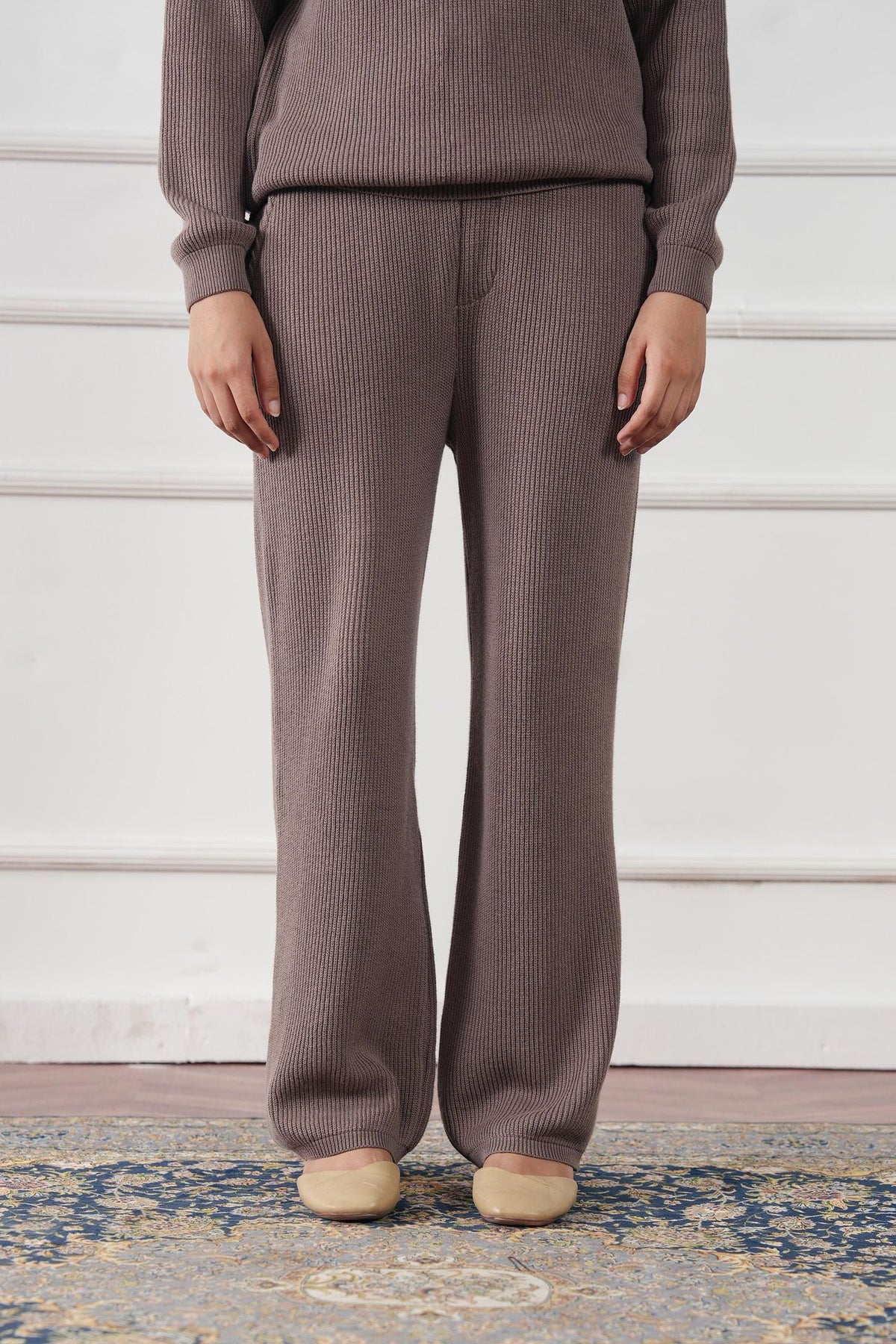 Ribbed Knit Straight Trouser (WKT-01)