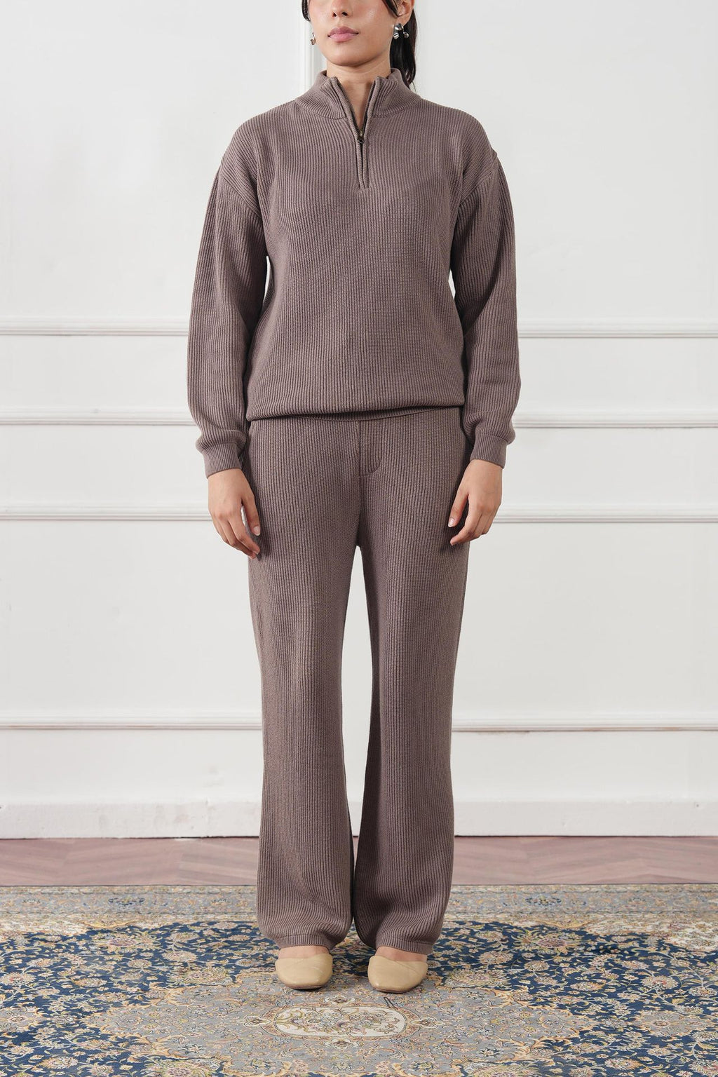 Ribbed Knit Straight Trouser (WKT-01)