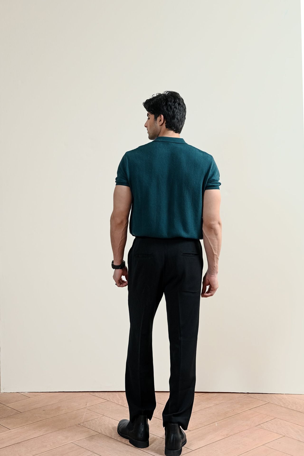 Ribbed Mulberry Knit Polo Shirt (MKP-09)