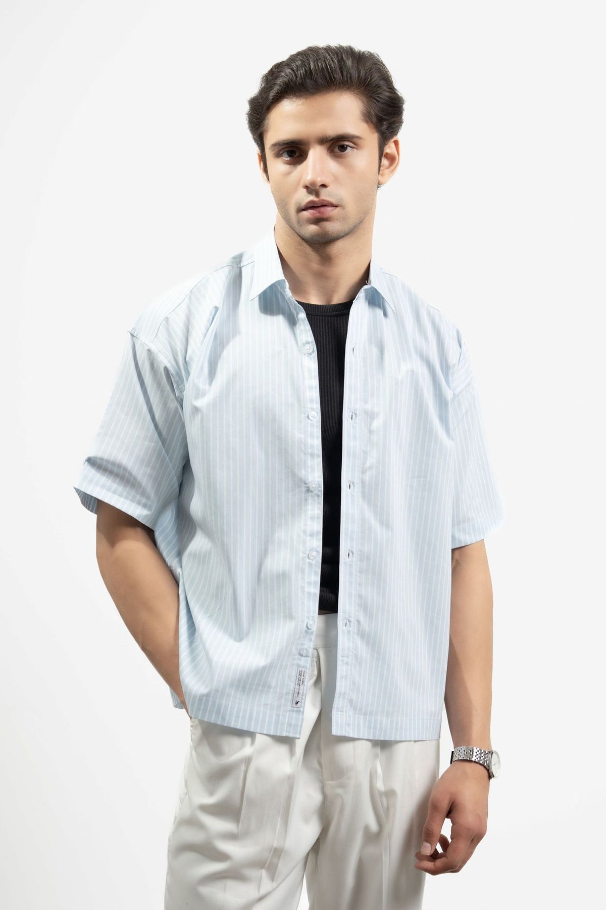 Striped Button Down Shirt - Half Sleeve (MCS-04)