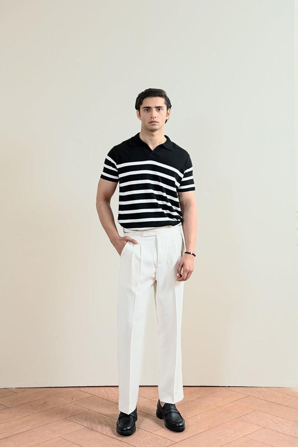 Striped Knit Polo Shirt (MKP-11)