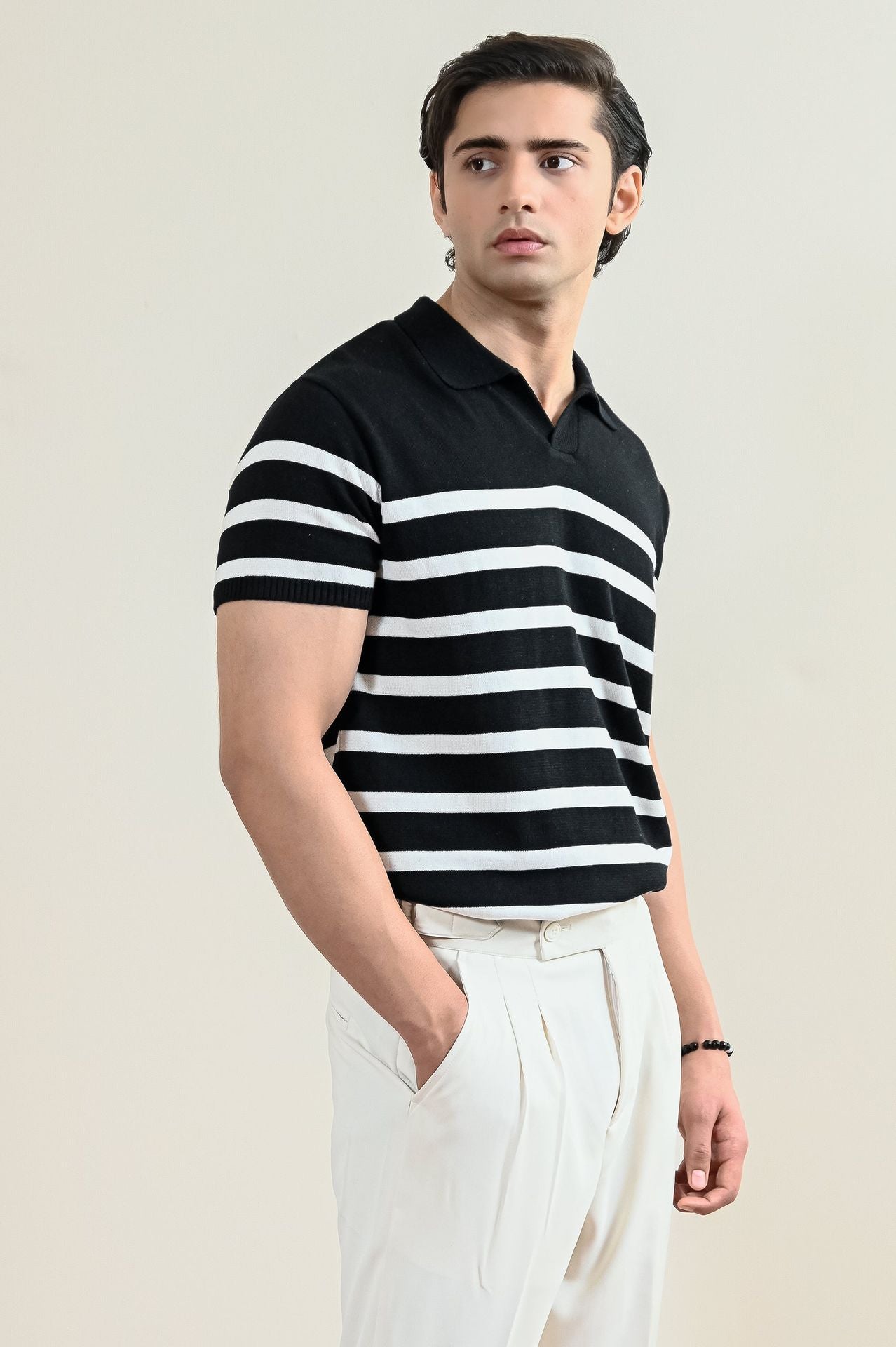 Striped Knit Polo Shirt (MKP-11)