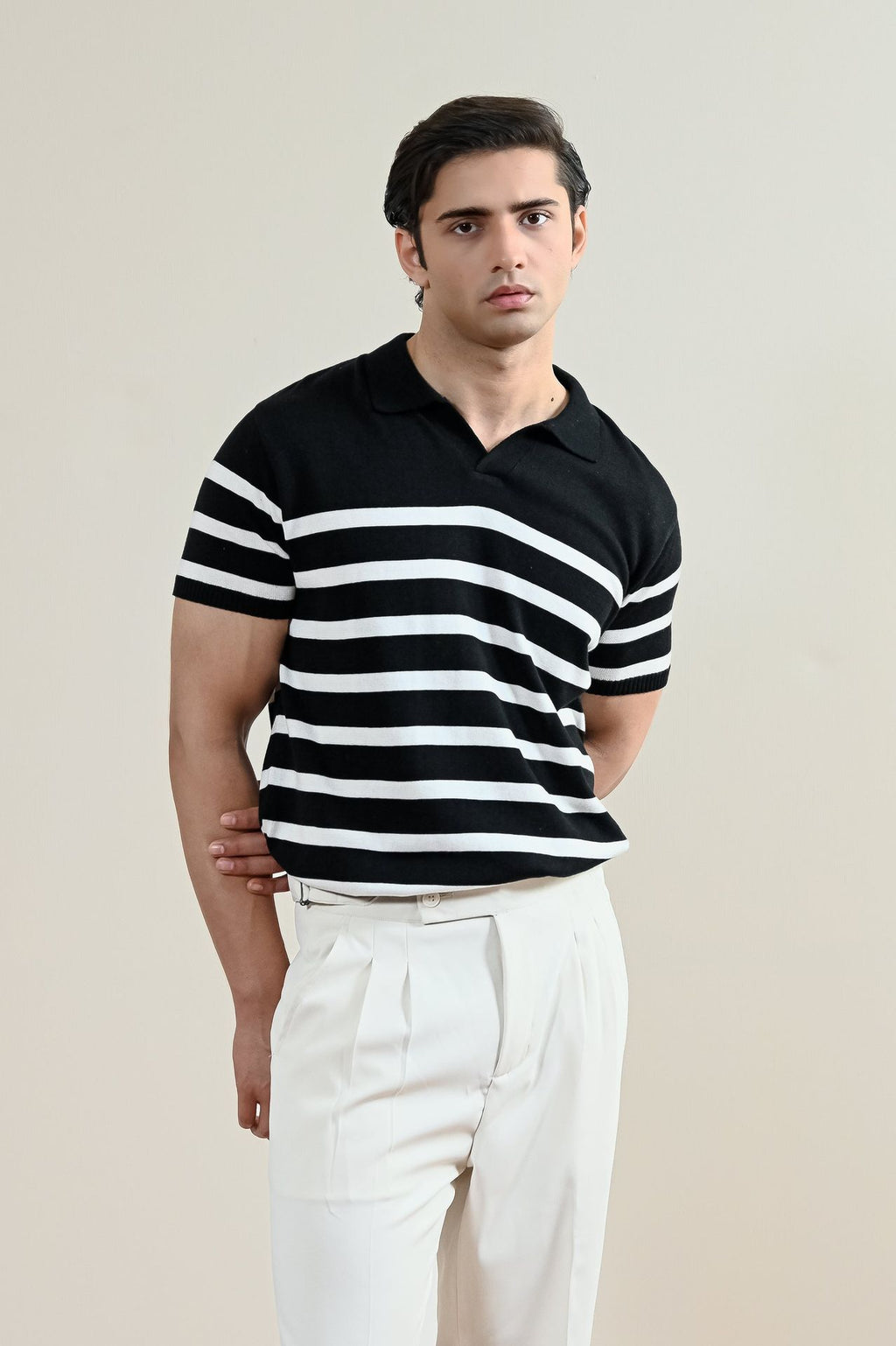 Striped Knit Polo Shirt (MKP-11)