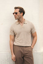 Striped Knit Polo Shirt (MKP-14)