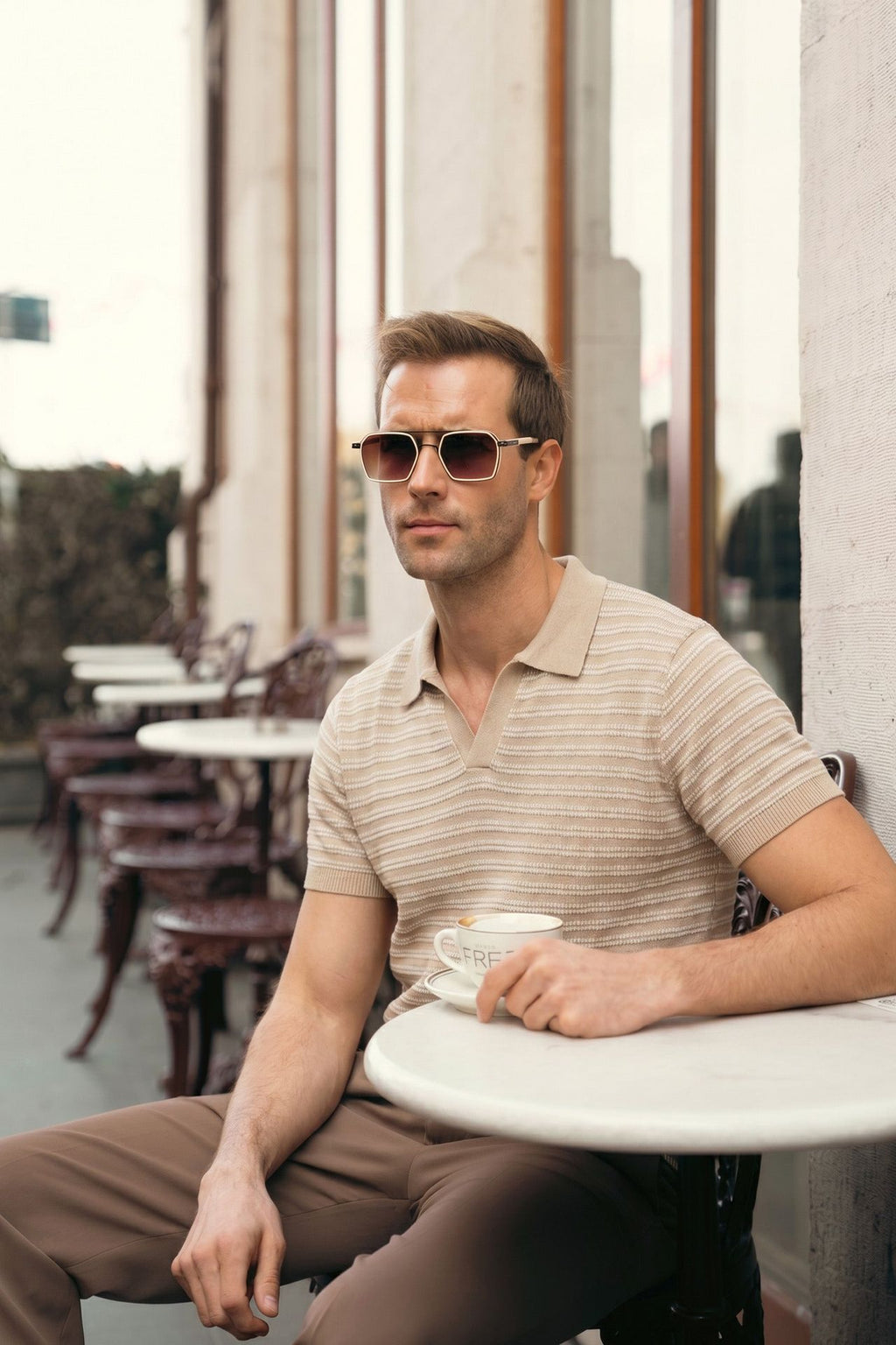 Striped Knit Polo Shirt (MKP-14)