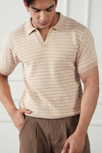 Striped Knit Polo Shirt (MKP-14)