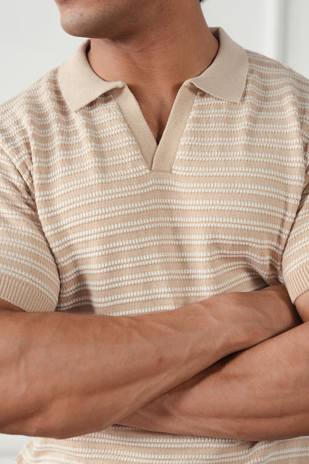 Striped Knit Polo Shirt (MKP-14)
