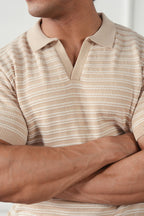 Striped Knit Polo Shirt (MKP-14)