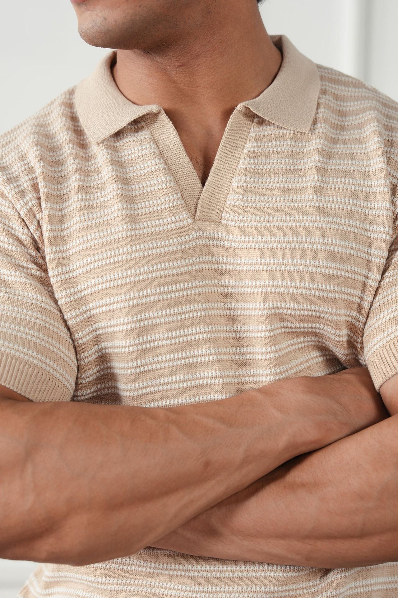 Striped Knit Polo Shirt (MKP-14)