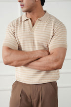 Striped Knit Polo Shirt (MKP-14)