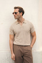 Striped Knit Polo Shirt (MKP-14)