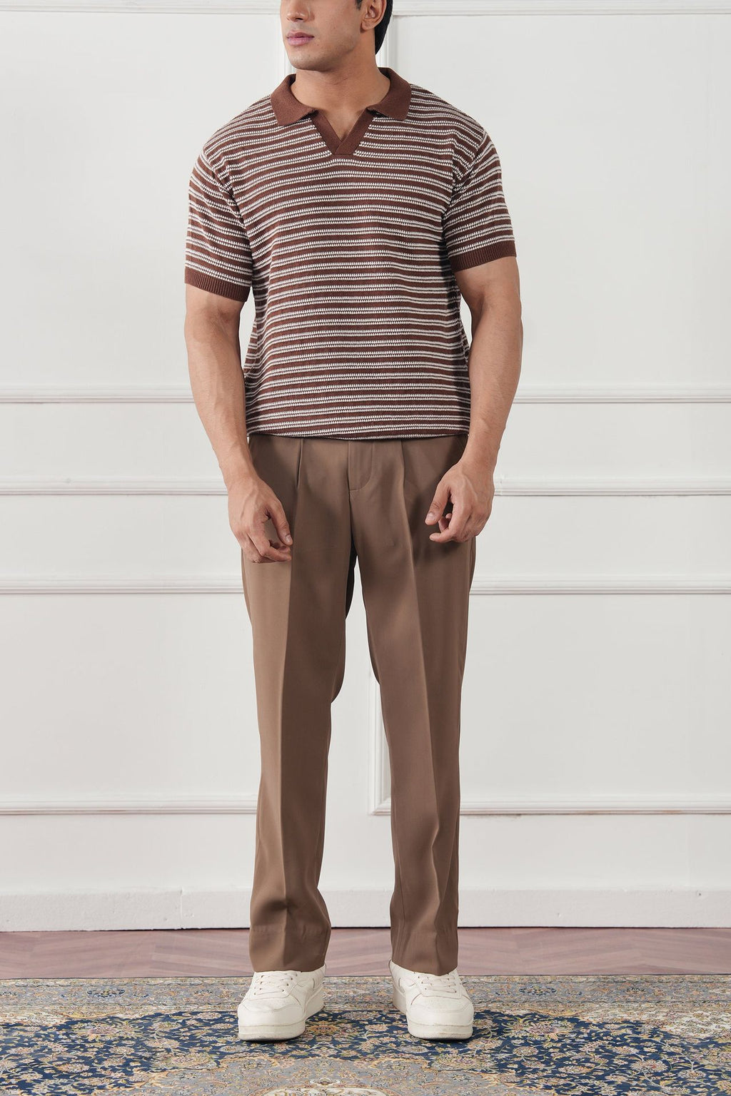 Striped Knit Polo Shirt (MKP-15)