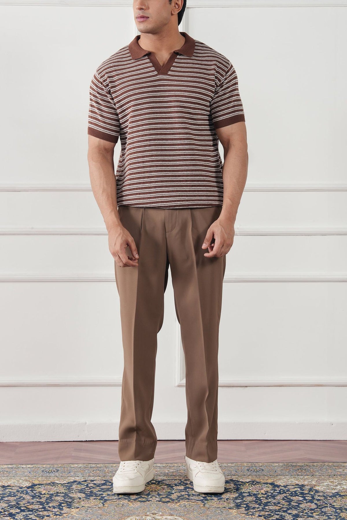 Striped Knit Polo Shirt (MKP-15)