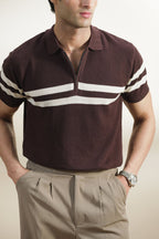 Striped Waffle Knit Polo Shirt (MKP-08)