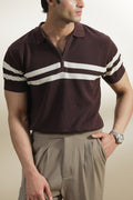 Striped Waffle Knit Polo Shirt (MKP-08)