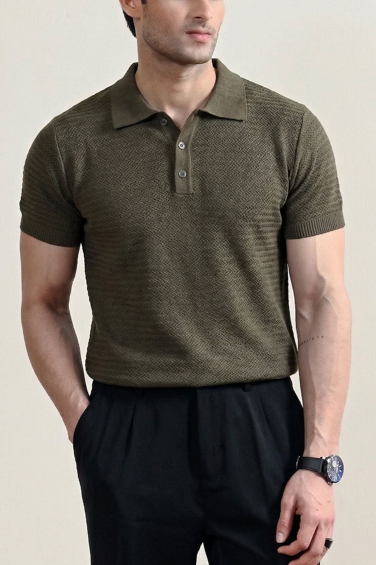 Textured Knit Polo Shirt (MKP-18)
