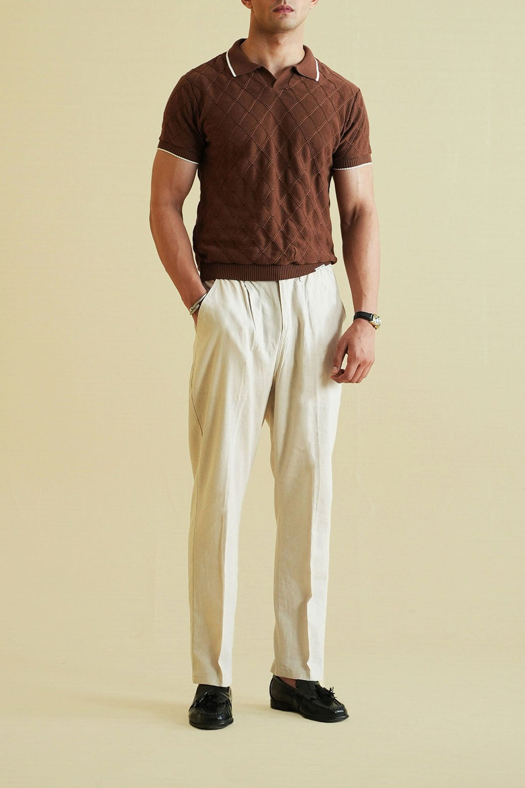 Textured Knitted Polo Shirt (KPS-10)