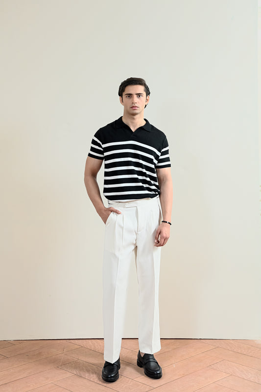 Striped Knit Polo Shirt (MKP-11)