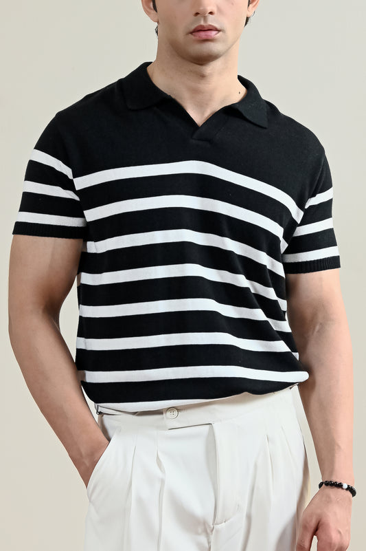 Striped Knit Polo Shirt (MKP-11)